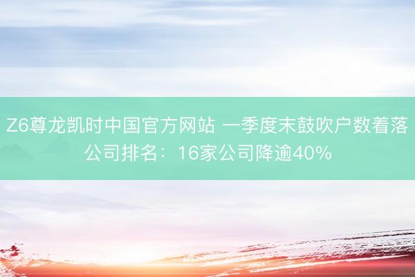 Z6尊龙凯时中国官方网站 一季度末鼓吹户数着落公司排名：16家公司降逾40%