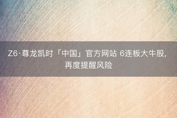 Z6·尊龙凯时「中国」官方网站 6连板大牛股， 再度提醒风险