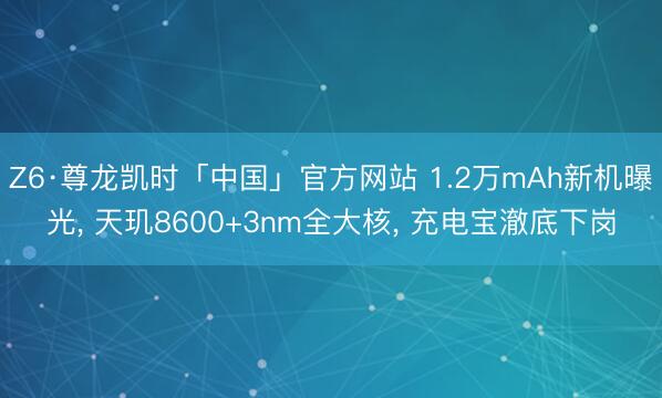Z6·尊龙凯时「中国」官方网站 1.2万mAh新机曝光， 天玑8600+3nm全大核， 充电宝澈底下岗