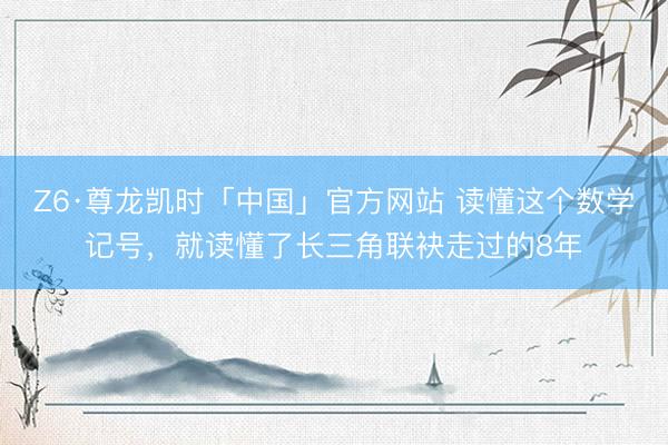 Z6·尊龙凯时「中国」官方网站 读懂这个数学记号，就读懂了长三角联袂走过的8年