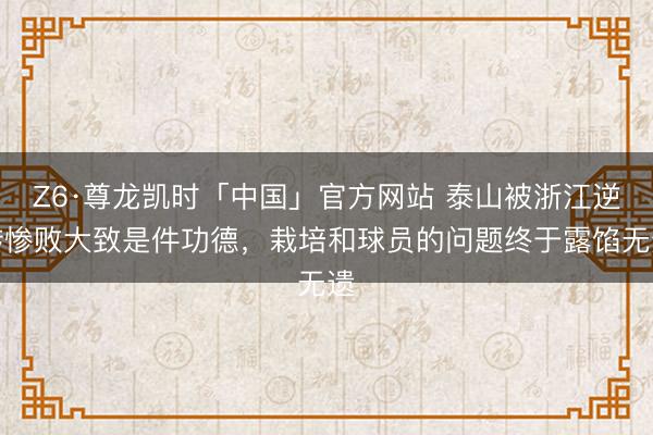 Z6·尊龙凯时「中国」官方网站 泰山被浙江逆转惨败大致是件功德，栽培和球员的问题终于露馅无遗