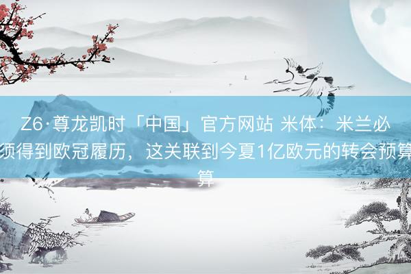 Z6·尊龙凯时「中国」官方网站 米体:米兰必须得到欧冠履历,这关联到今夏1亿欧元的转会预算