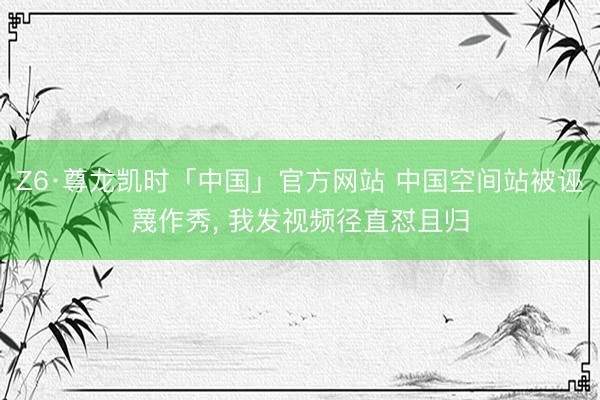 Z6·尊龙凯时「中国」官方网站 中国空间站被诬蔑作秀， 我发视频径直怼且归