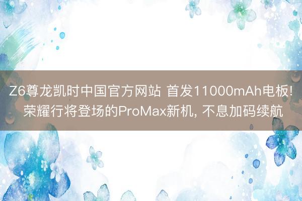 Z6尊龙凯时中国官方网站 首发11000mAh电板! 荣耀行将登场的ProMax新机， 不息加码续航